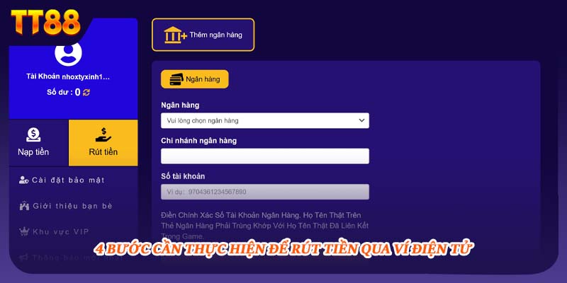 4 bước cần thực hiện để rút tiền qua ví điện tử