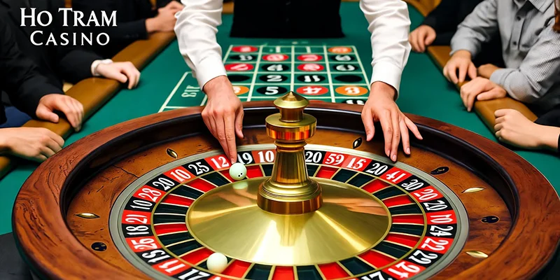 Bàn Roulette Quay Với Quả Bóng Lăn Tại Casino Hồ Tràm
