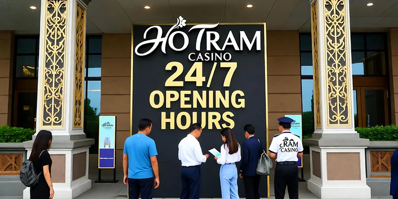 Biển báo giờ mở cửa 24/7 Casino Hồ Tràm