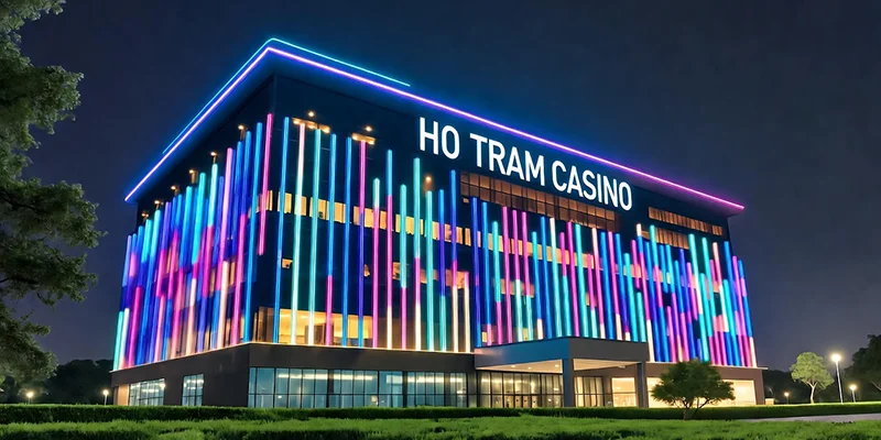 Ngoại thất Casino Hồ Tràm ban đêm rực rỡ